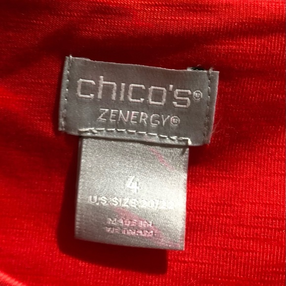 Chico's Zenergy Vibrant Red, White & Blue T-shirt Sz. 4 or 20-22 - Picture 2 of 5